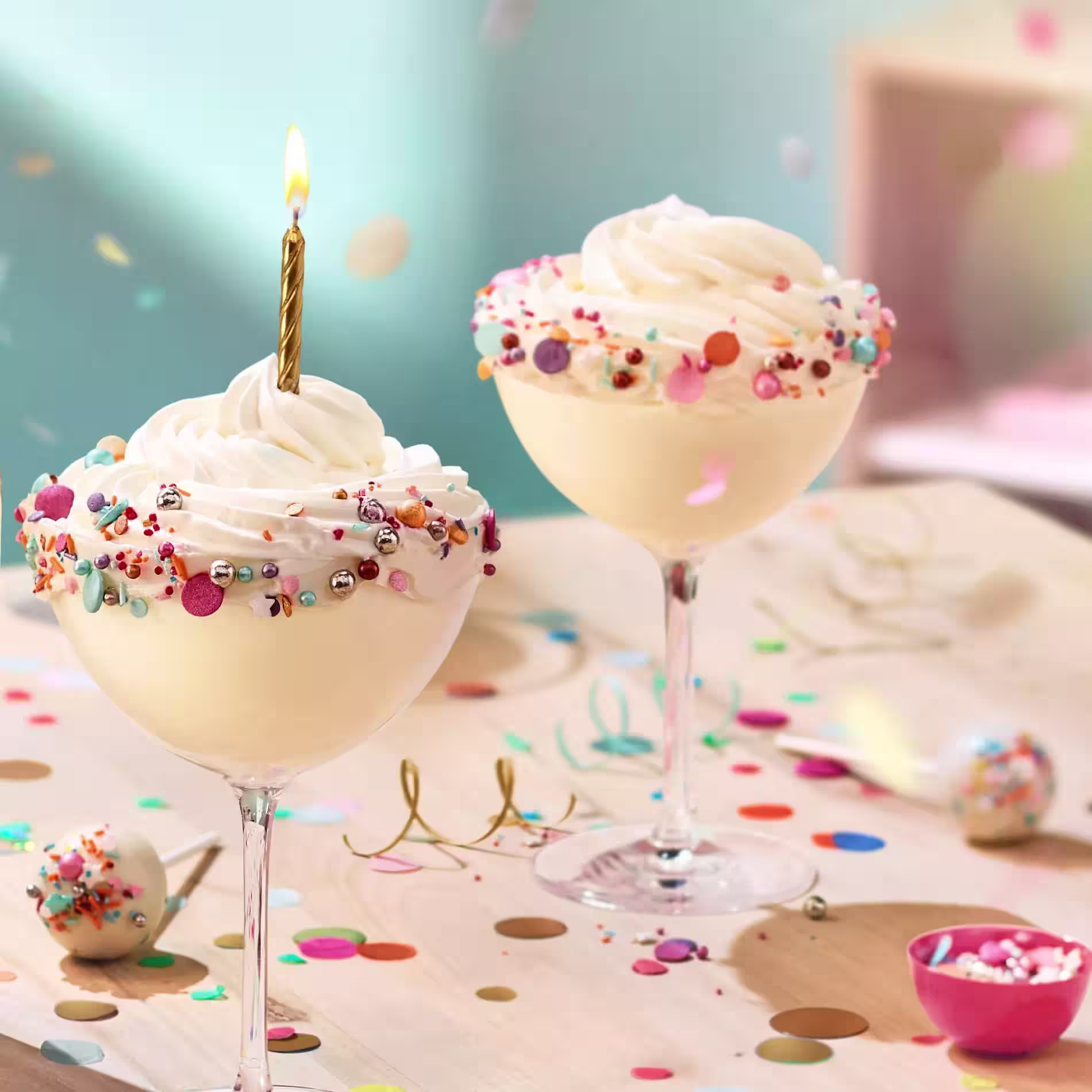 birthday cake cocktails with candle