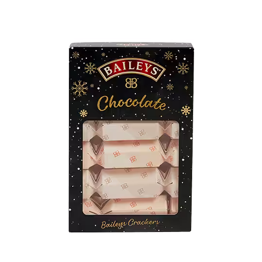 BAILEYS MILK CHOCOLATE TRUFFLES CHRISTMAS CRACKERS - PACK OF 6 BAILEYS ORIGINAL AND SALTED CARAMEL MINI CRACKERS GIFT BOX