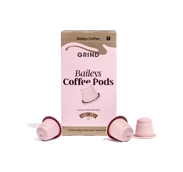 A box of Baileys Coffee pods 